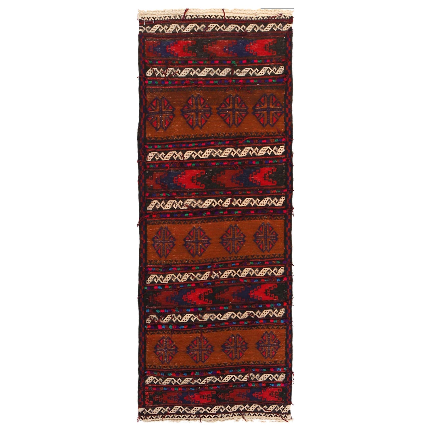 Hand Knotted Sufra Kilem Runner 2' 2" x 5' 11" ft / 66 x 181 cm - No. G30973