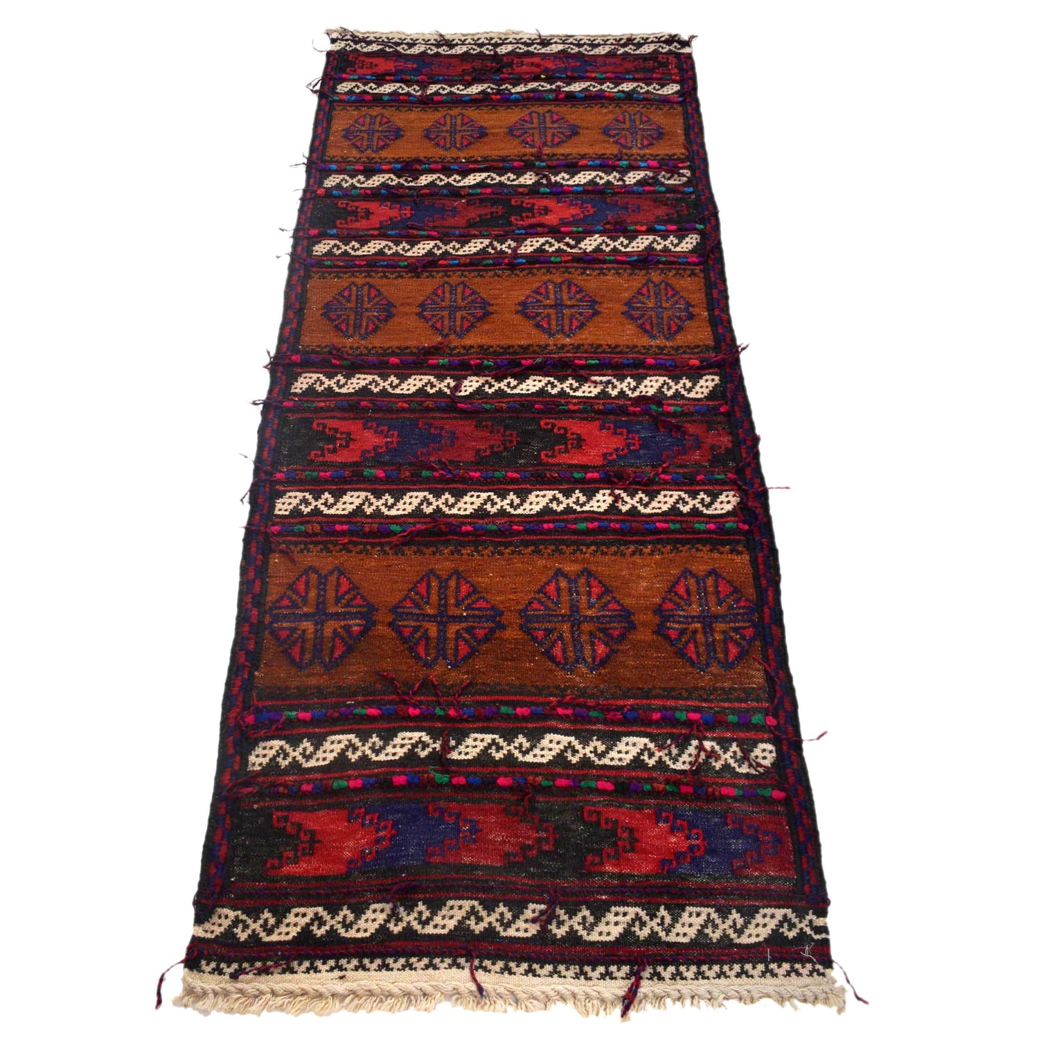 Hand Knotted Sufra Kilem Runner 2' 2" x 5' 11" ft / 66 x 181 cm - No. G30973