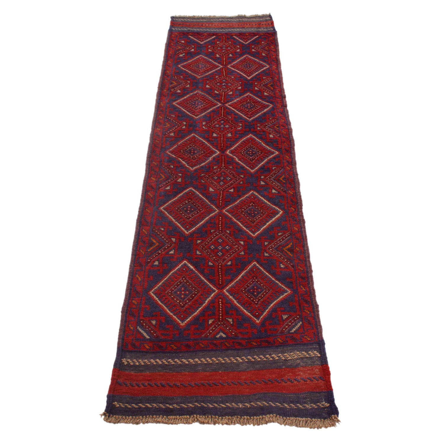 Handmade Afghan Runner Rug 1' 11" x 7' 11" ft / 58 x 242 cm - No. G31000