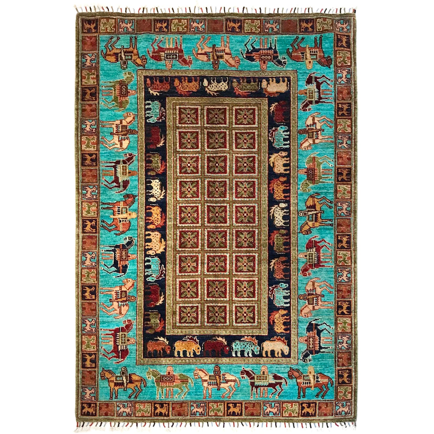 Luxury Shikargah Carpet 4' 0" x 6' 0" ft / 123 x 183 cm - No. G31159