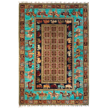 Luxury Shikargah Carpet 4' 0" x 6' 0" ft / 123 x 183 cm - No. G31159