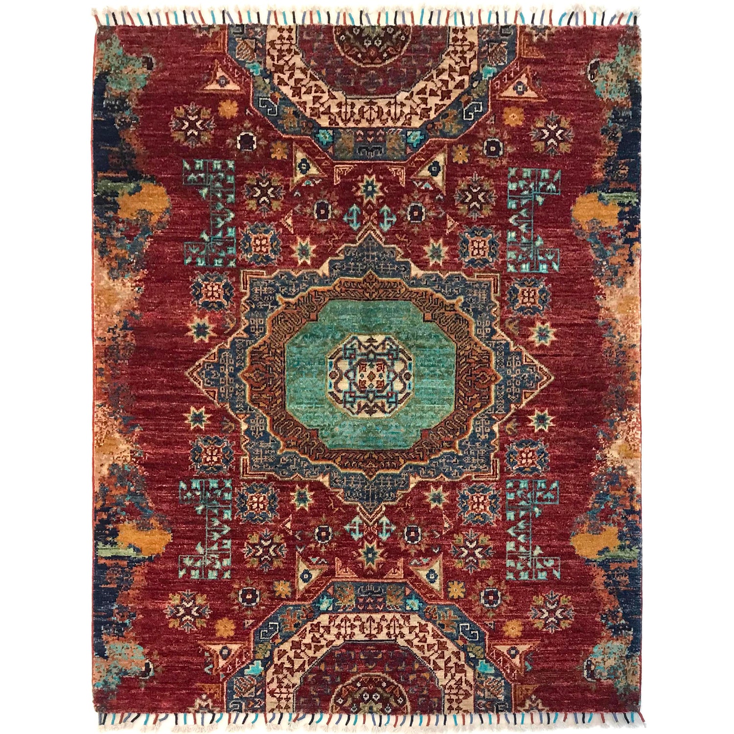 Red Color Mamluk Carpet 3' 11" x 4' 8" ft / 120 x 142 cm - No. G31198