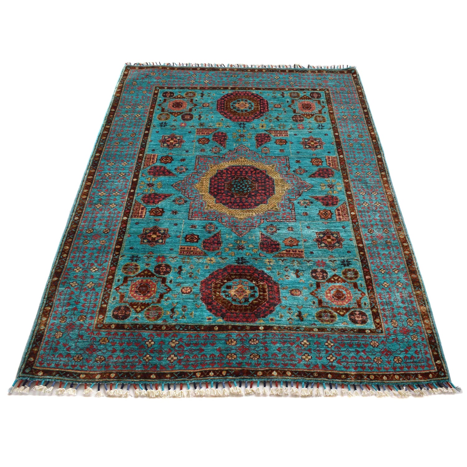 Oriental Mamluk Area Rug 4' 1" x 5' 10" ft / 124 x 178 cm - No. G31199