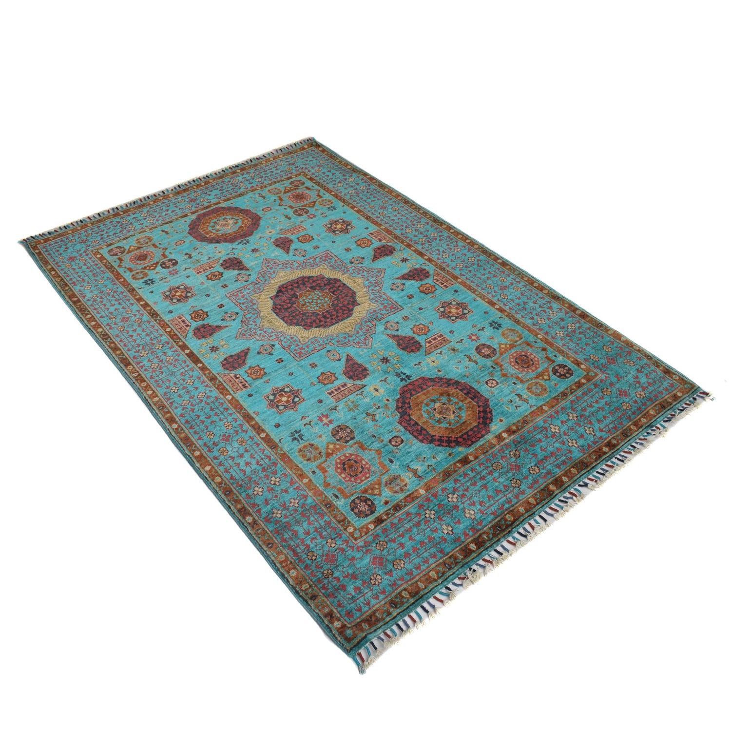 Oriental Mamluk Area Rug 4' 1" x 5' 10" ft / 124 x 178 cm - No. G31199