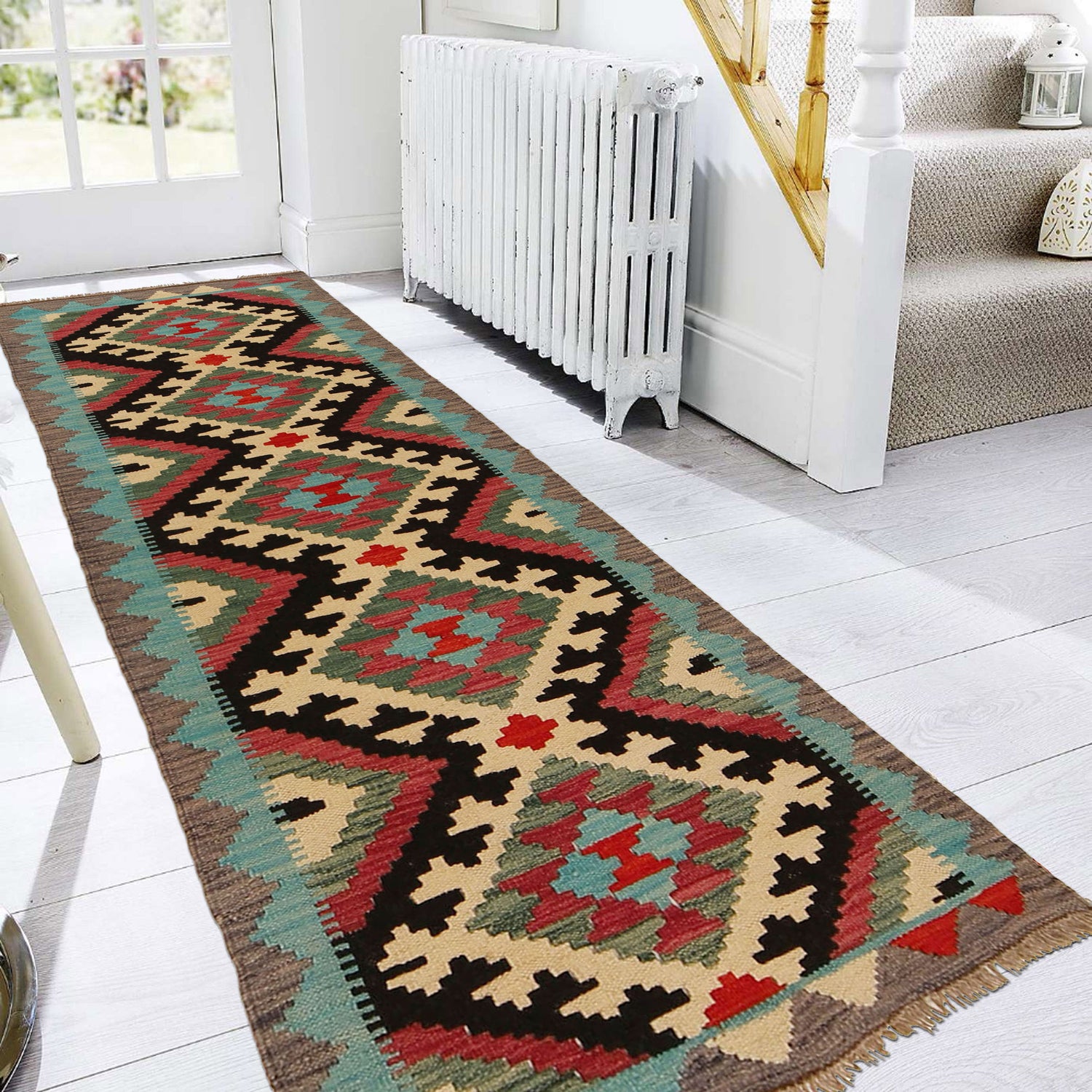 Hand Knotted Flatweave Kilim Runner 2' 2" x 6' 8" ft / 65 x 202 cm - No. G31268