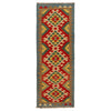 Colorful Flat-Weave Wool Kilim Runner 2' 2"x 6' 7" ft / 65 x 200 cm - No. G31271