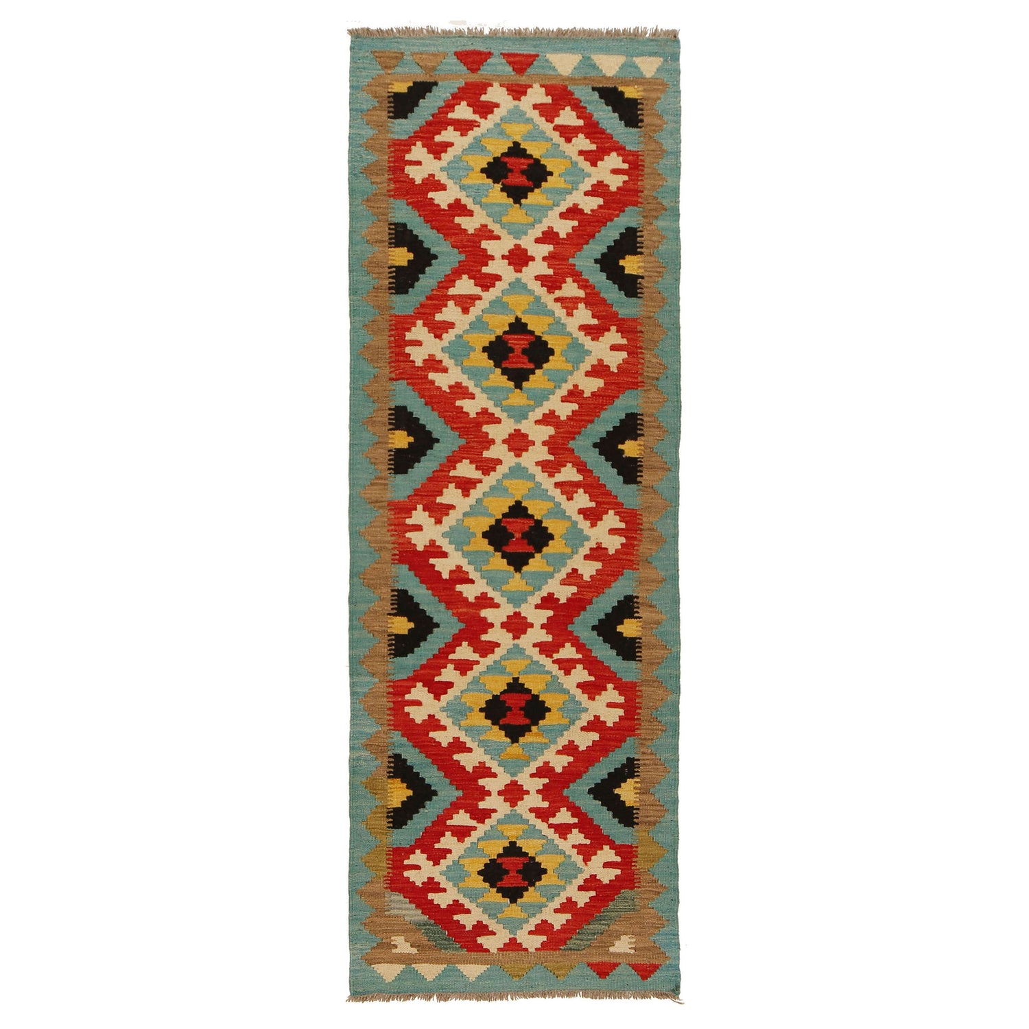 Short Kilim Runner 2' 2"x 6' 7" ft / 66 x 201 cm - No. G31277