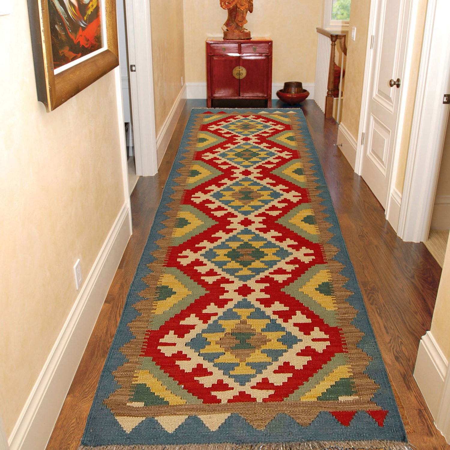 Short Kilim Runner 2' 2"x 6' 7" ft / 65 x 201 cm - No. G31278