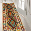 Colorful Flat-Weave Wool Kilim Runner 2' 2" x 5' 9" ft / 66 x 175 cm - No. G31286