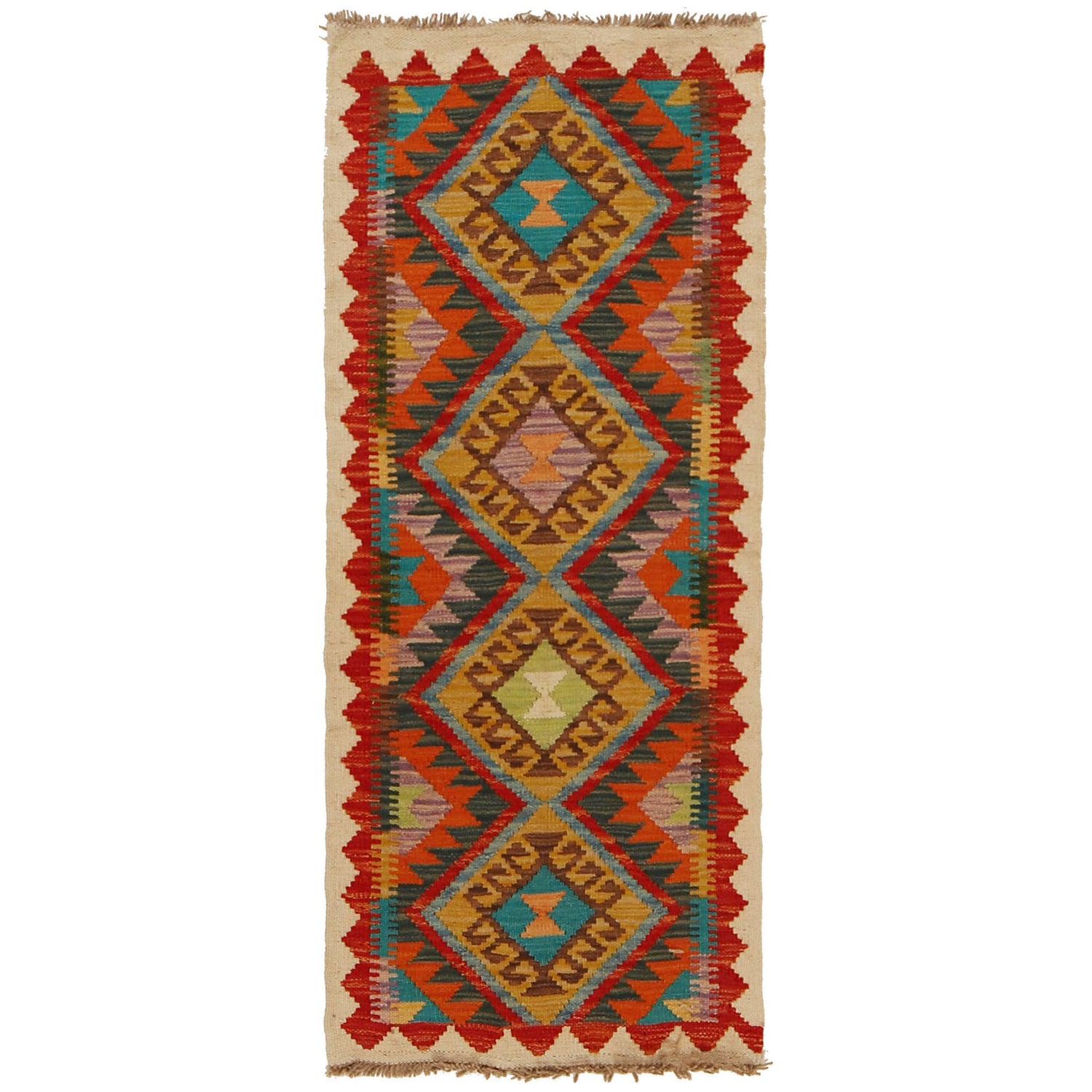Hand Made Afghan Kilim Runner 1' 10" x 4' 3" ft / 55 x 130 cm - No. G31288