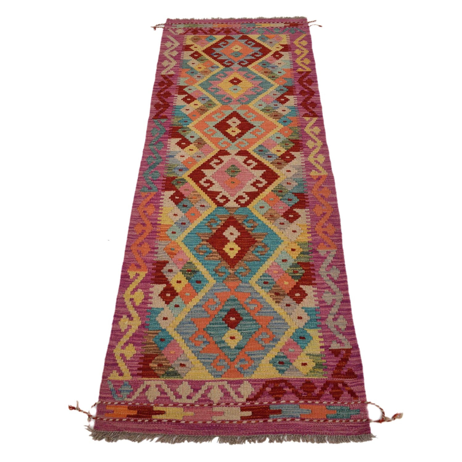 Short Kilim Runner 2' 2"x 6' 6" ft / 65 x 198 cm - No. G31344