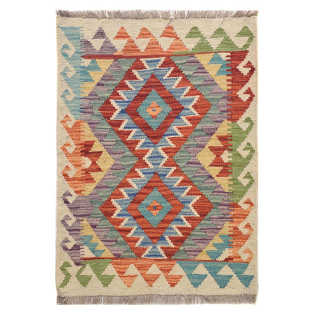 Hand Knotted Afghan Style Kilim 2' 0 x 2' 9" ft / 60 x 83 cm - No. G31350