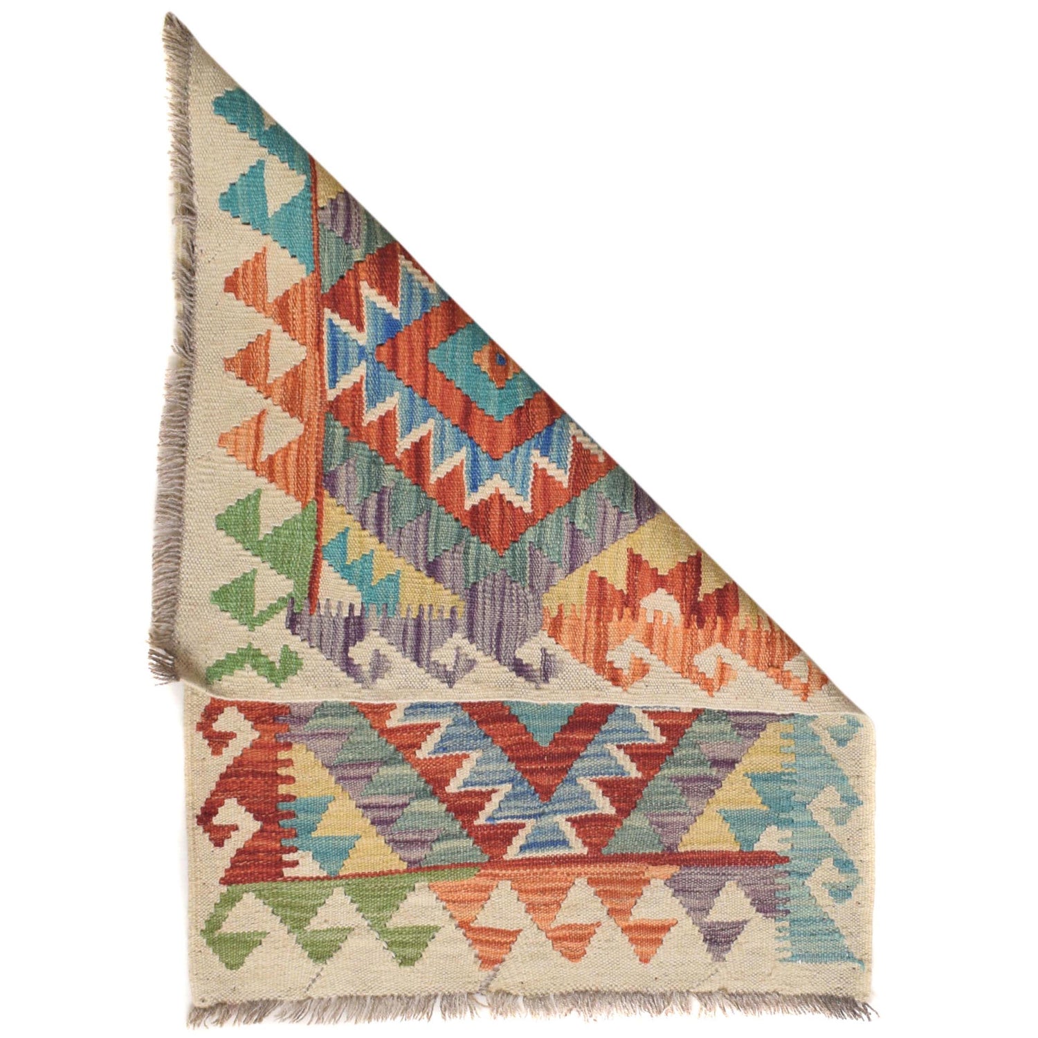 Hand Knotted Afghan Style Kilim 2' 0 x 2' 9" ft / 60 x 83 cm - No. G31350