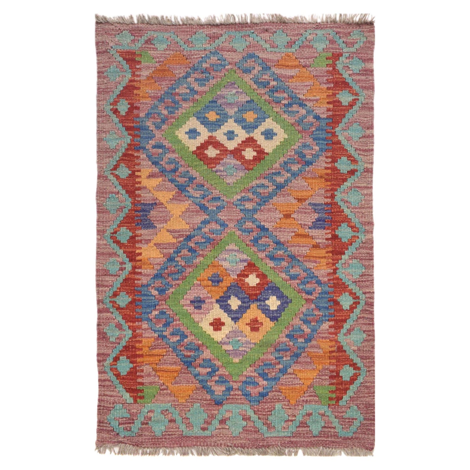 Handmade Vegetable Kilim 2' 1 x 3' 0" ft / 63 x 92 cm - No. G31385