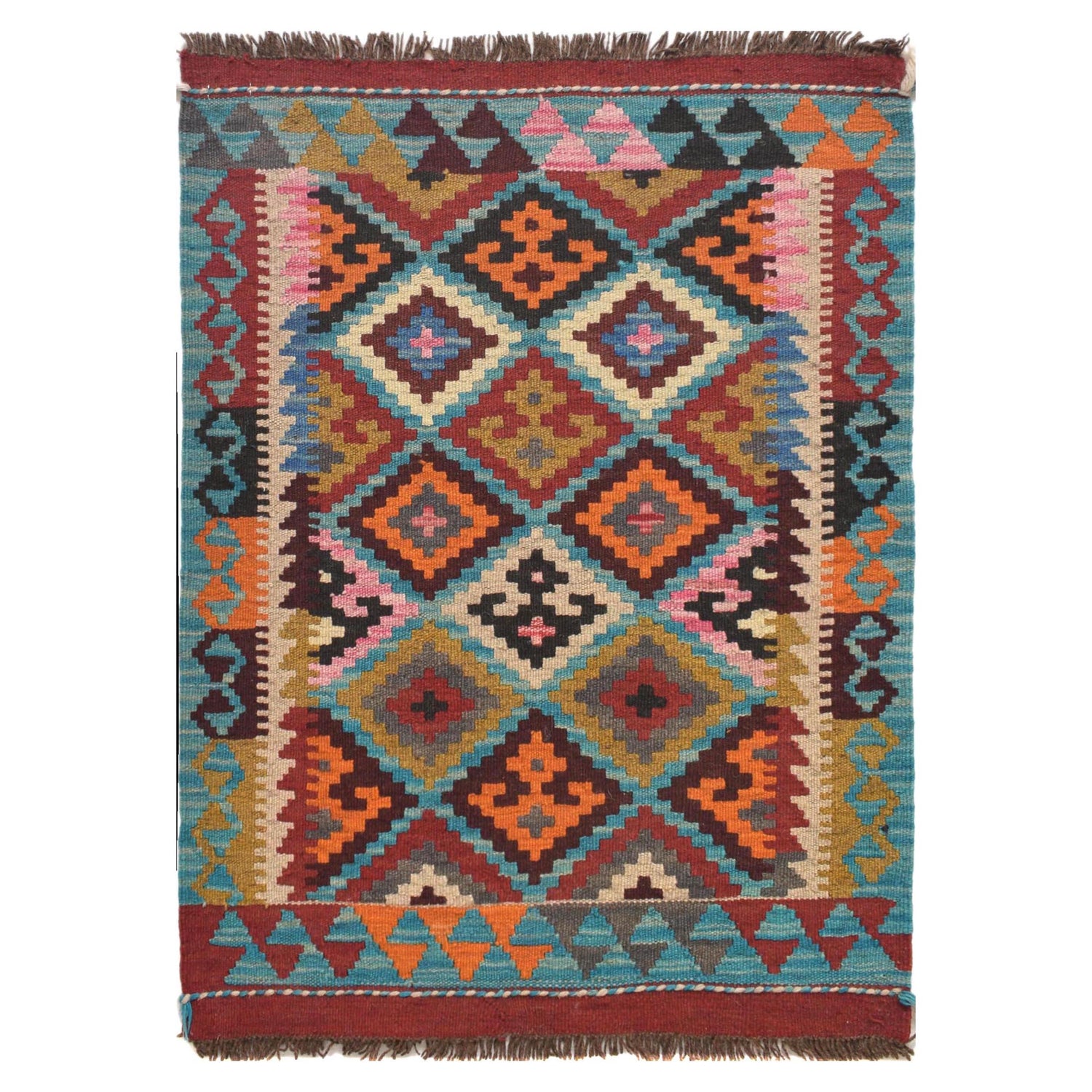 Handmade Vegetable Kelim 2' 2 x 2' 11" ft / 66 x 90 cm - No. G31399