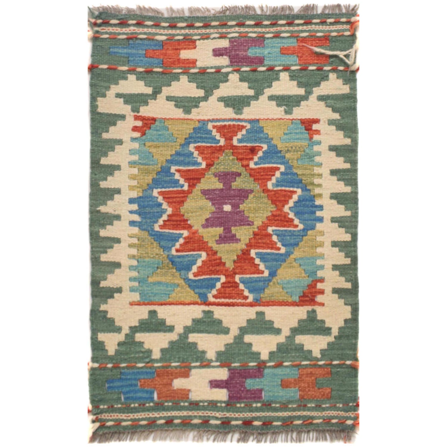Hand Knotted Afghan Style Kilim 1' 8 x 2' 9" ft / 51 x 83 cm - No. G31403