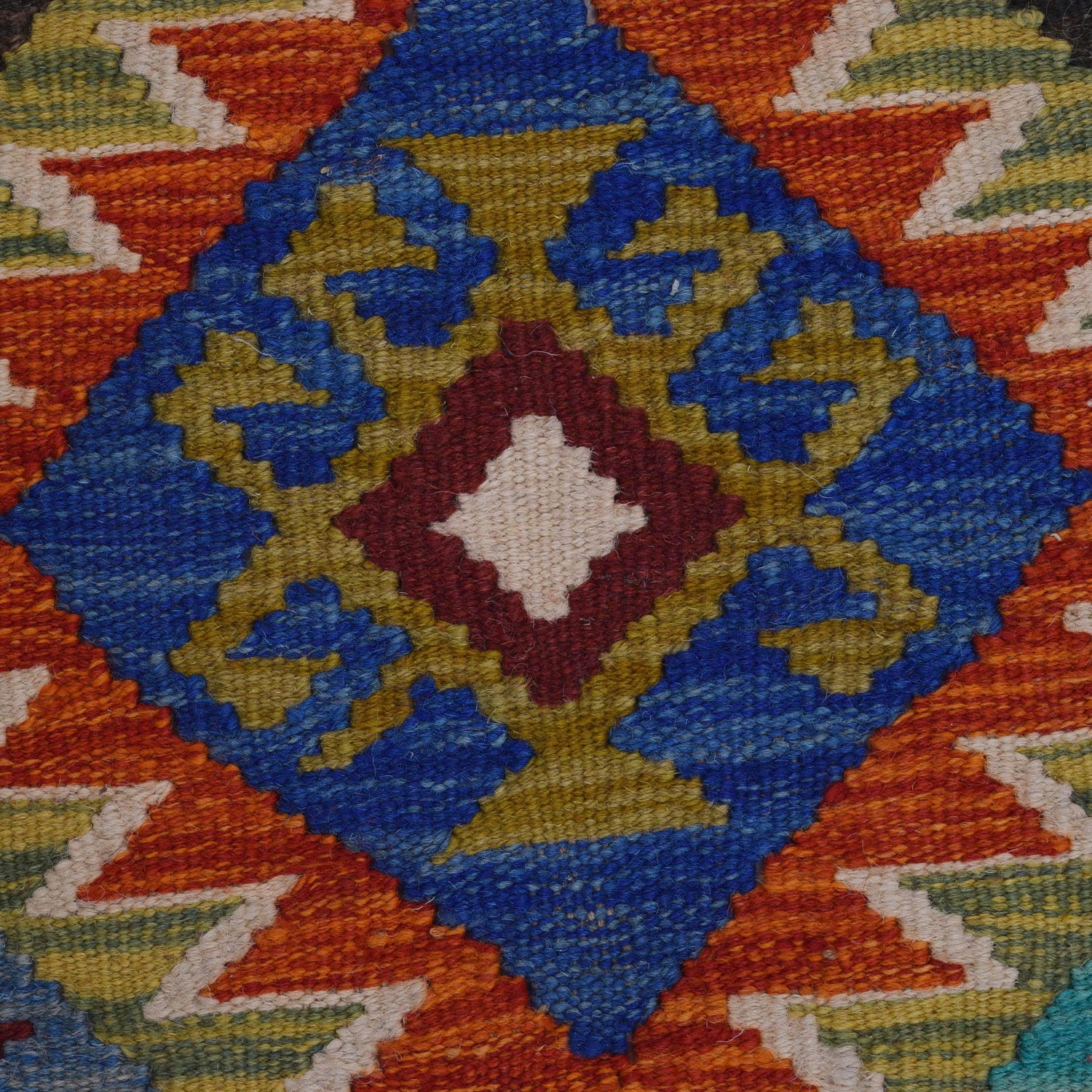 Colorful Flat-Weave Wool Kilim Runner 1' 10" x 4' 7" ft / 56 x 139 cm - No. G31435