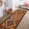 Colorful Flat-Weave Wool Kilim Runner 1' 10" x 4' 7" ft / 56 x 139 cm - No. G31435