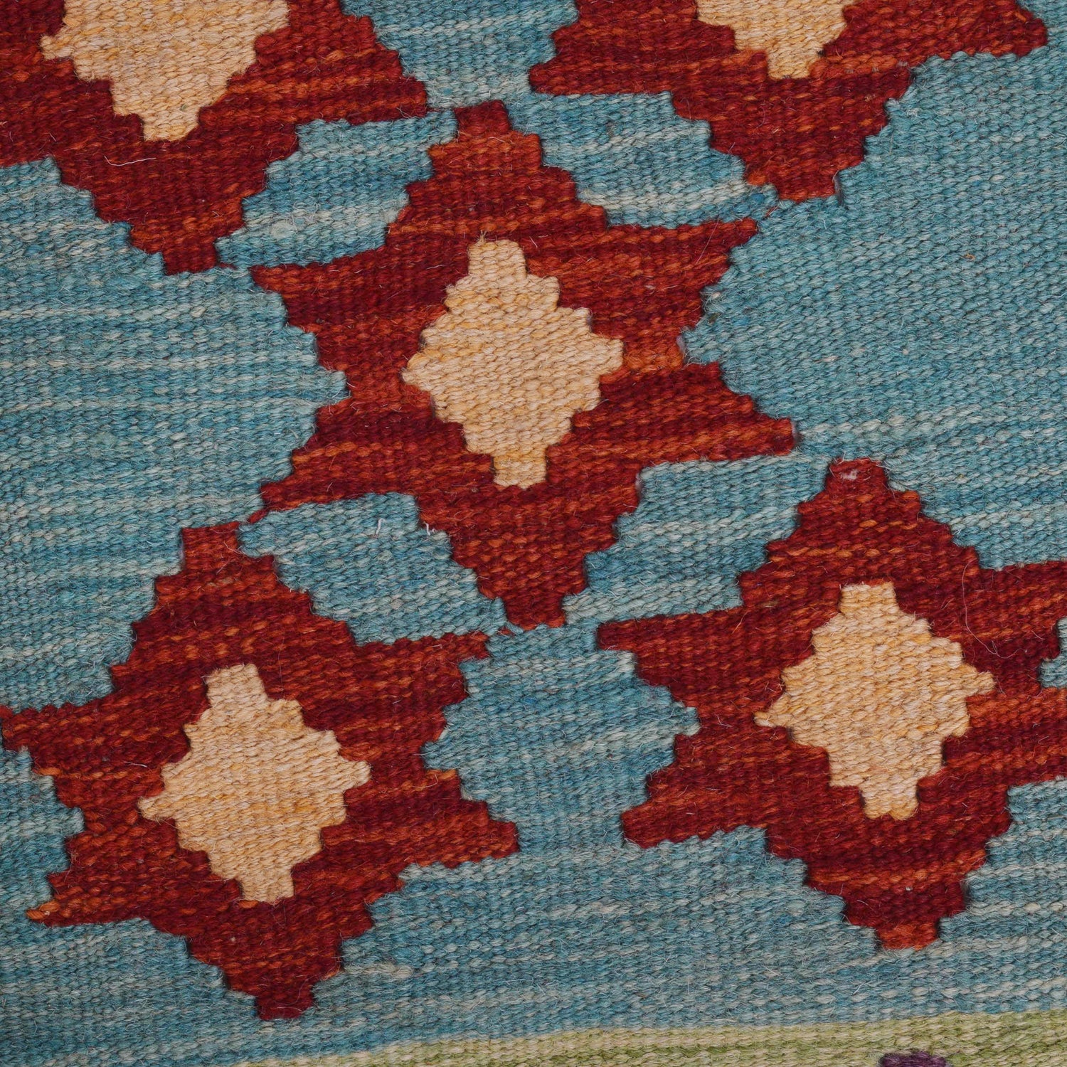 Colorful Flat-Weave Wool Kilim Runner 1' 8" x 4' 8" ft / 52 x 143 cm - No. G31437