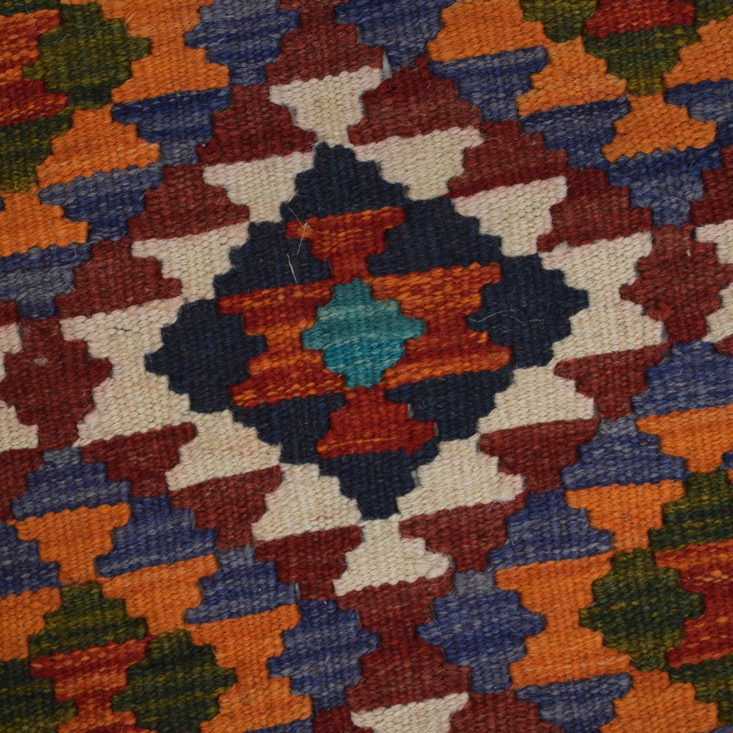 Colorful Flat-Weave Wool Kilim Runner 1' 7" x 5' 1" ft / 48 x 155 cm - No. G31438