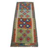 Colorful Flat-Weave Wool Kilim Runner 1' 8" x 4' 9" ft / 52 x 145 cm - No. G31440