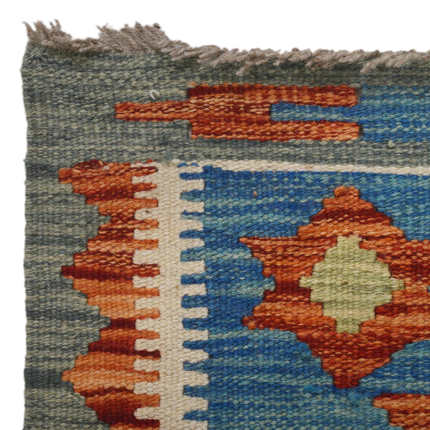 Colorful Flat-Weave Wool Kilim Runner 1' 8" x 4' 9" ft / 52 x 145 cm - No. G31440