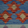 Colorful Flat-Weave Wool Kilim Runner 1' 8" x 4' 9" ft / 52 x 145 cm - No. G31440