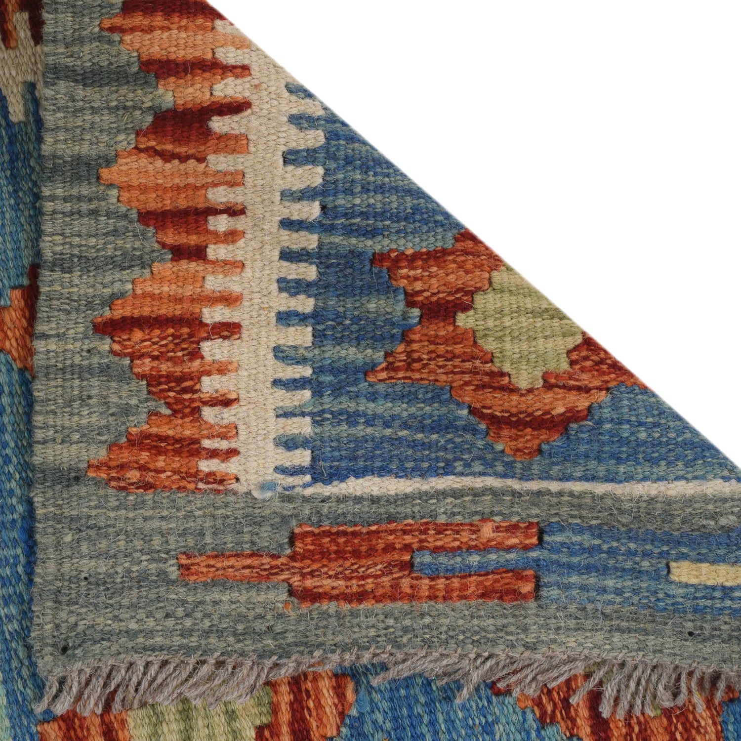 Colorful Flat-Weave Wool Kilim Runner 1' 8" x 4' 9" ft / 52 x 145 cm - No. G31440