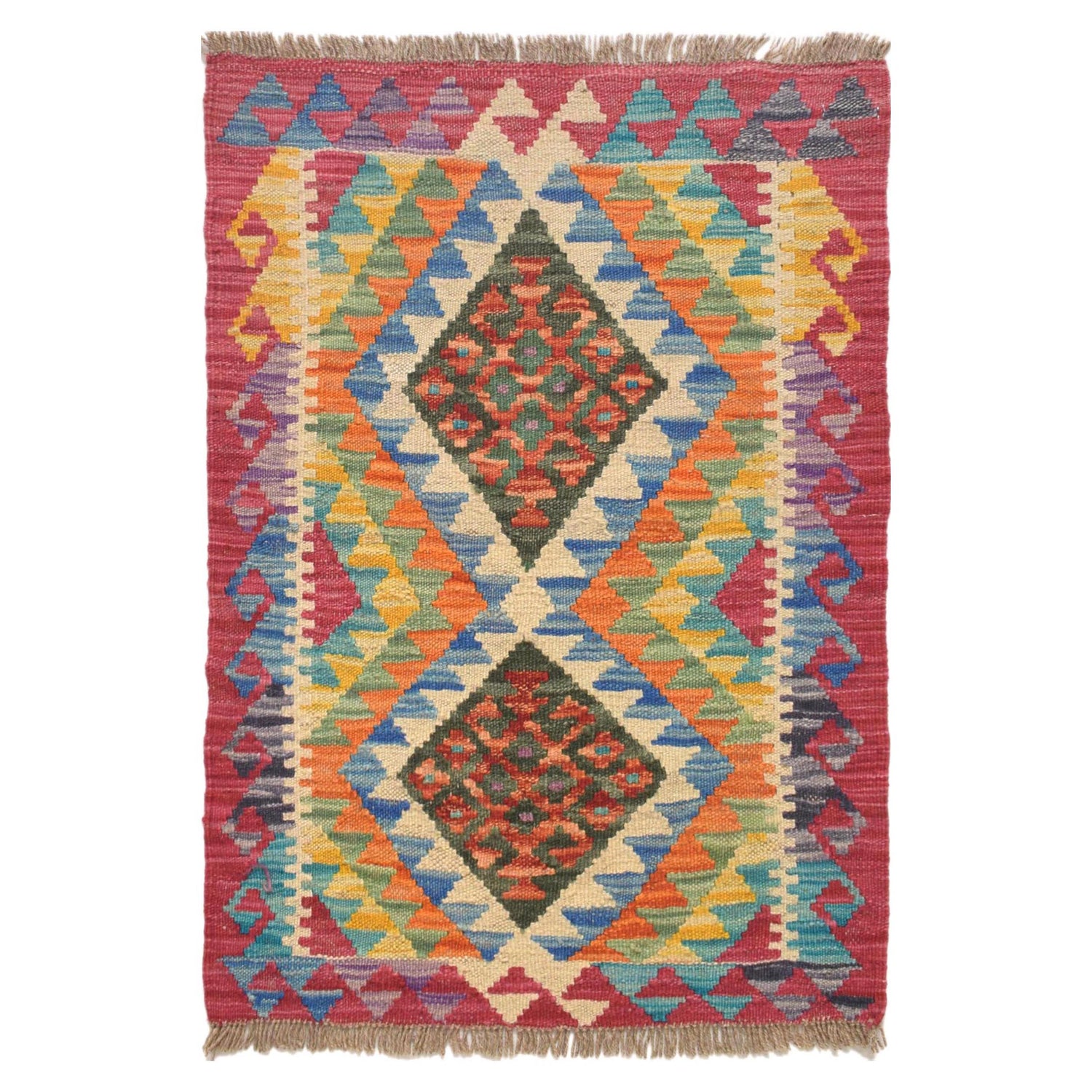 Handmade Vegetable Kilim 2' 0 x 2' 9" ft / 60x 84 cm - No. G31459