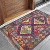 Colorful Flat-Weave Wool Kilim 2' 1 x 2' 11" ft / 64 x 90 cm - No. G31507