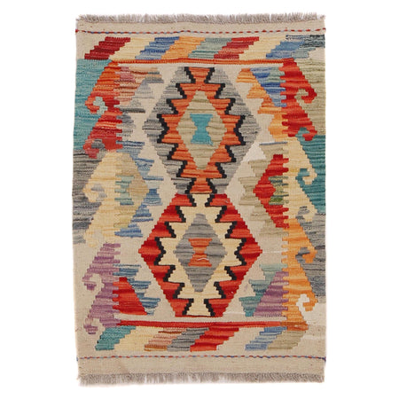 Handmade Afghan Vegetable Kilim 2' 0" x 2' 10" ft / 62 x 86 cm - No. G31543