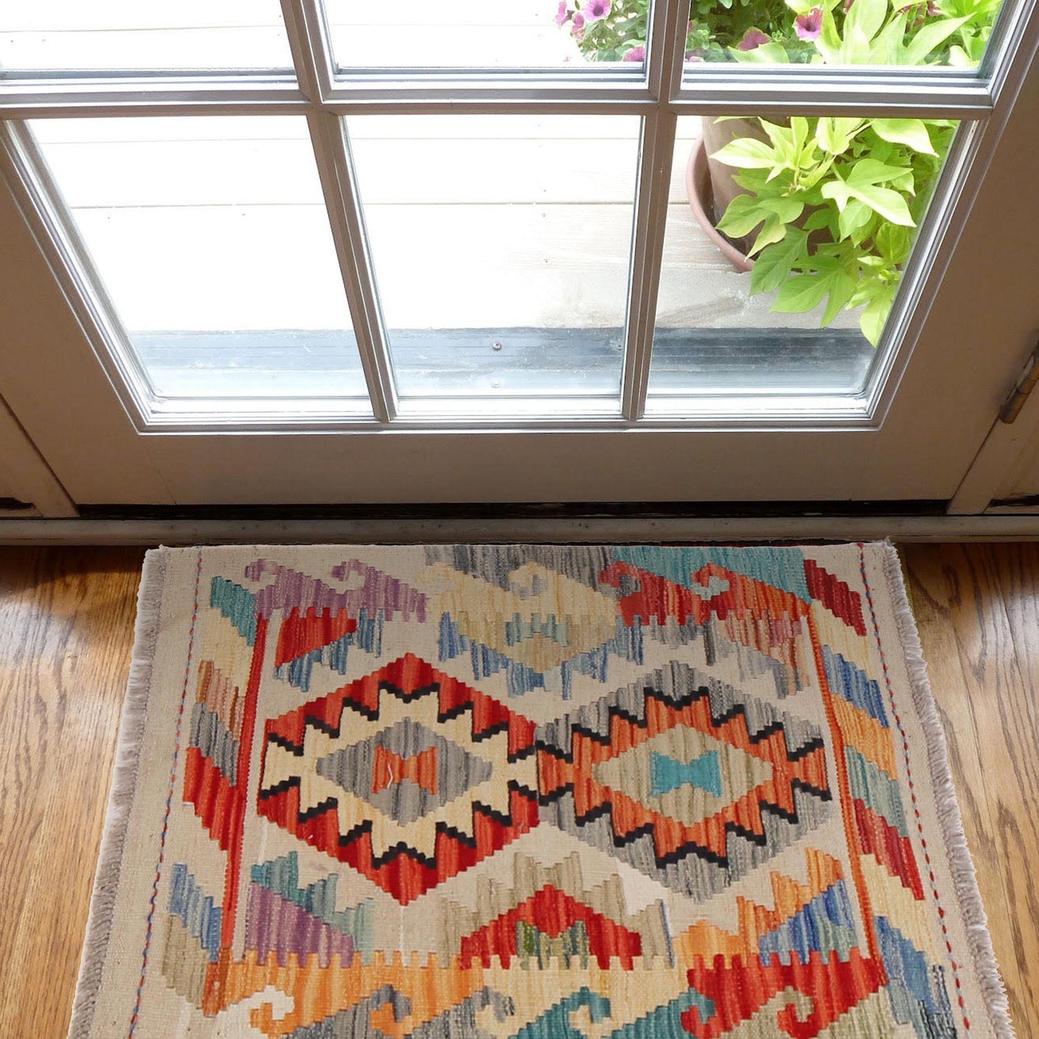 Handmade Afghan Vegetable Kilim 2' 0" x 2' 10" ft / 62 x 86 cm - No. G31543