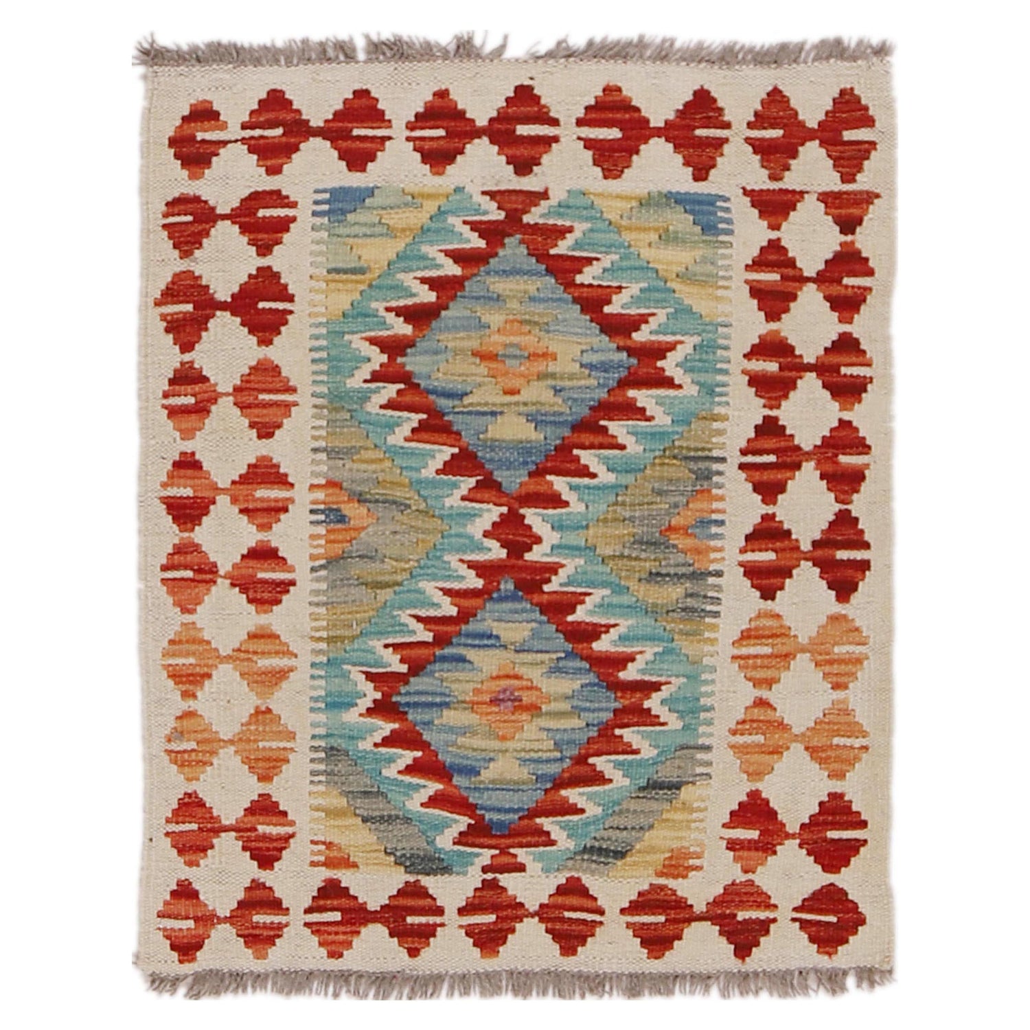 Handmade Afghan Vegetable Kilim 2' 0" x 2' 6" ft / 60 x 75 cm - No. G31547