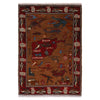 Handmade Afghan War Area Rug 2' 0" x 2' 11" ft / 62 x 89 cm - No. G31632