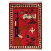 Red Color War Rug 2' 0" x 2' 10" ft / 62 x 87 cm - No. G31707