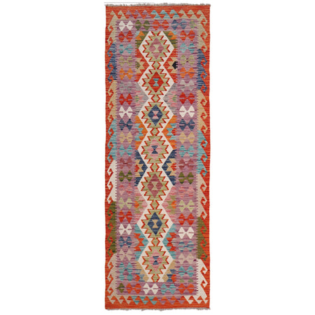 Handmade Turkish Design Wool Kilim Runner 2' 7" x 7' 10" ft / 78 x240 cm - No. G31811