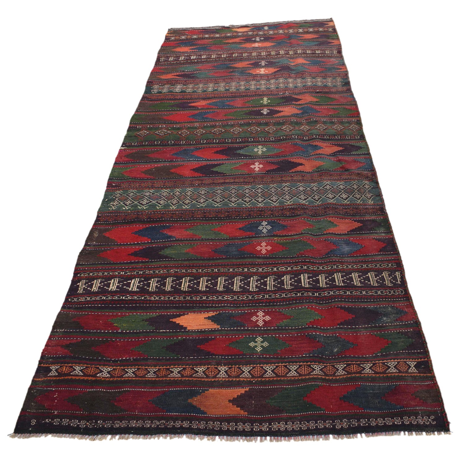 Hand Knotted Sufra Kilem Runner 3' 8" x 10' 0" ft / 112 x 306 cm - No. G32088