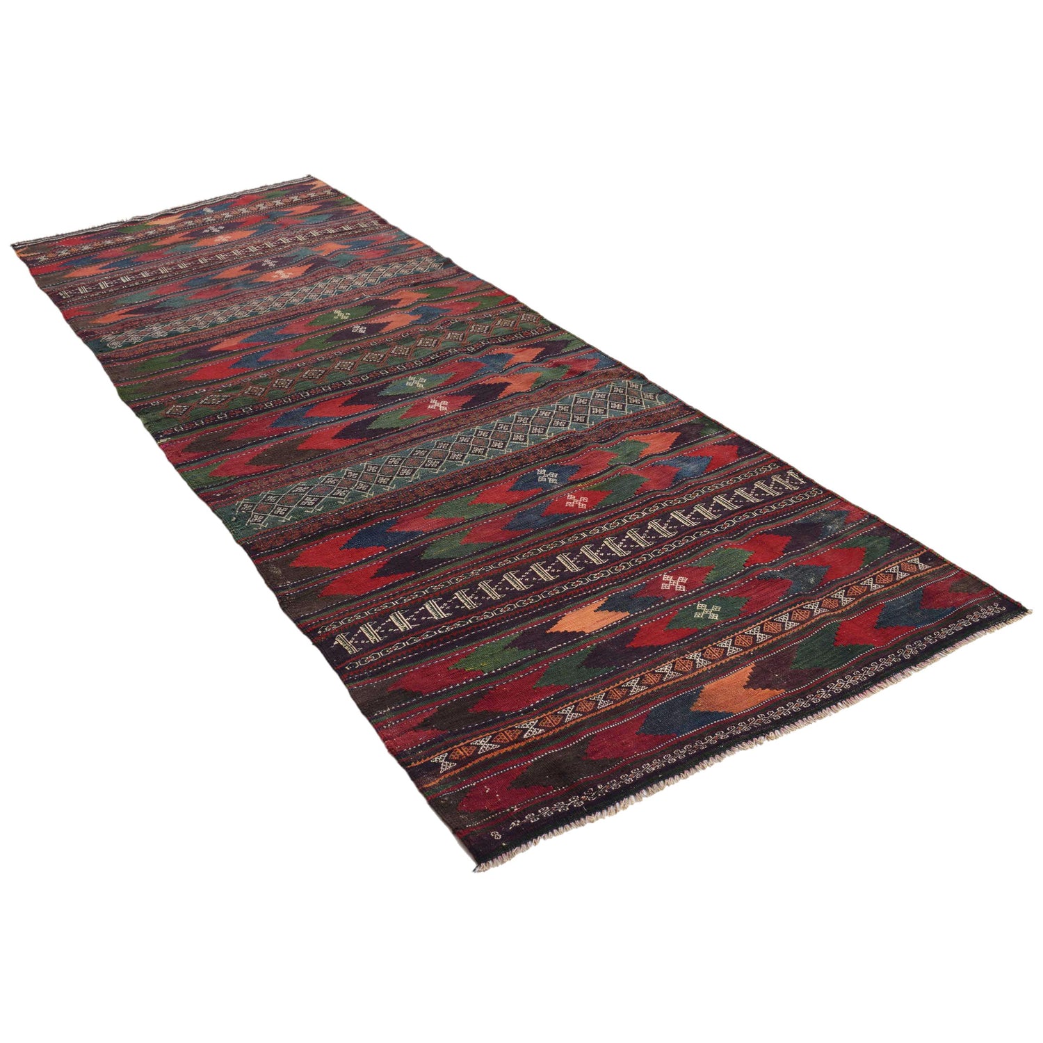 Hand Knotted Sufra Kilem Runner 3' 8" x 10' 0" ft / 112 x 306 cm - No. G32088