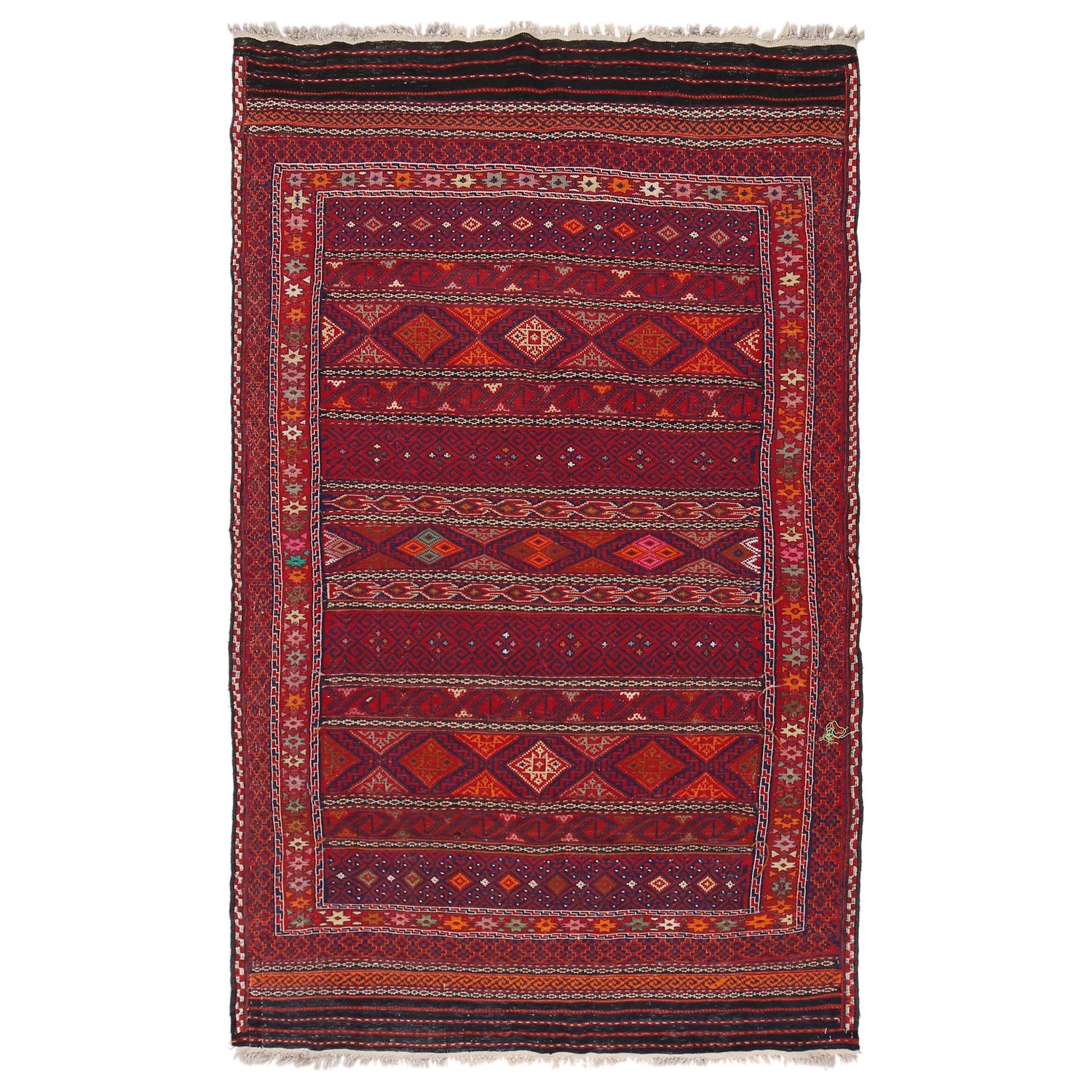 Afghan Laghari Kilim 4' 4" x 7' 3" ft / 133 x 220 cm - No. G32092
