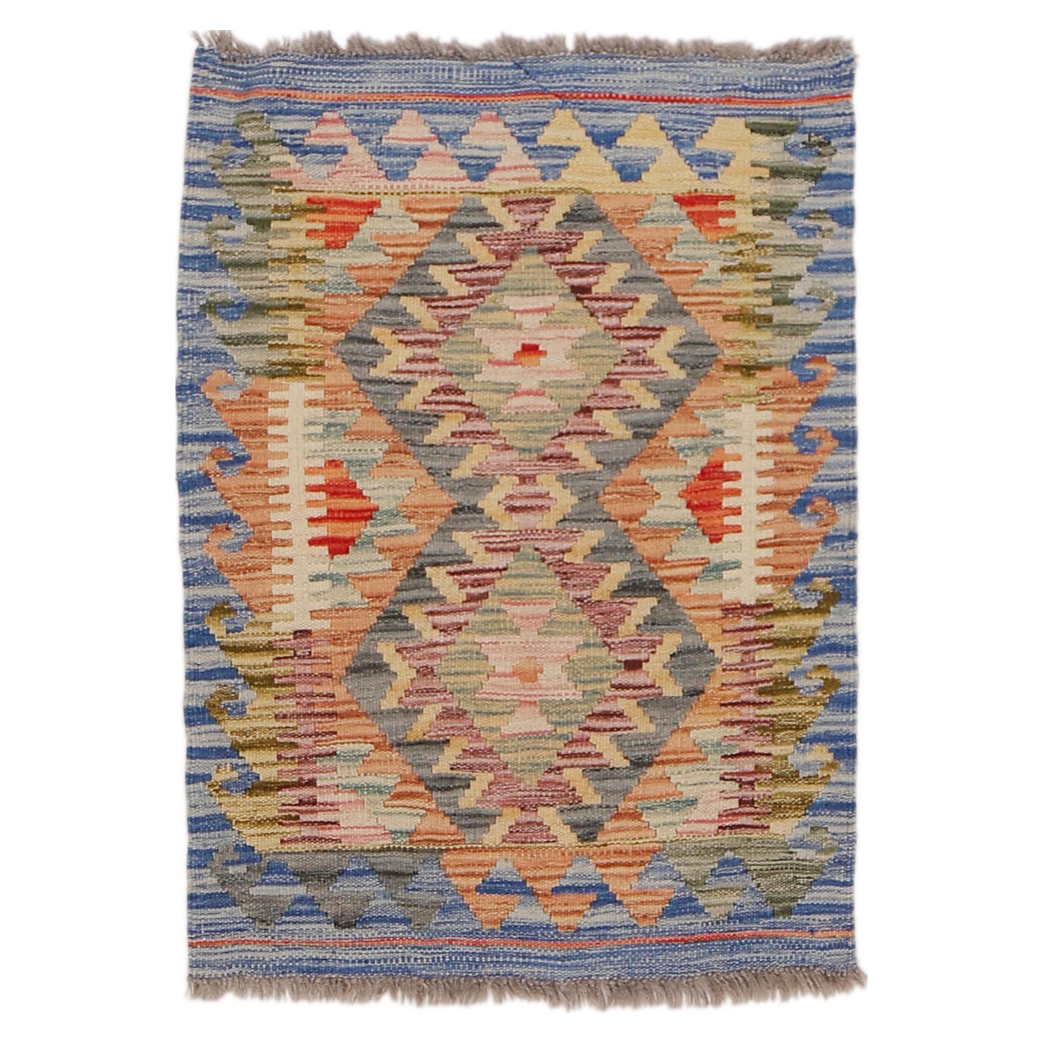 Handmade Afghan Vegetable Kilim 2' 1" x 2' 11" ft / 63 x 89 cm - No. G33003