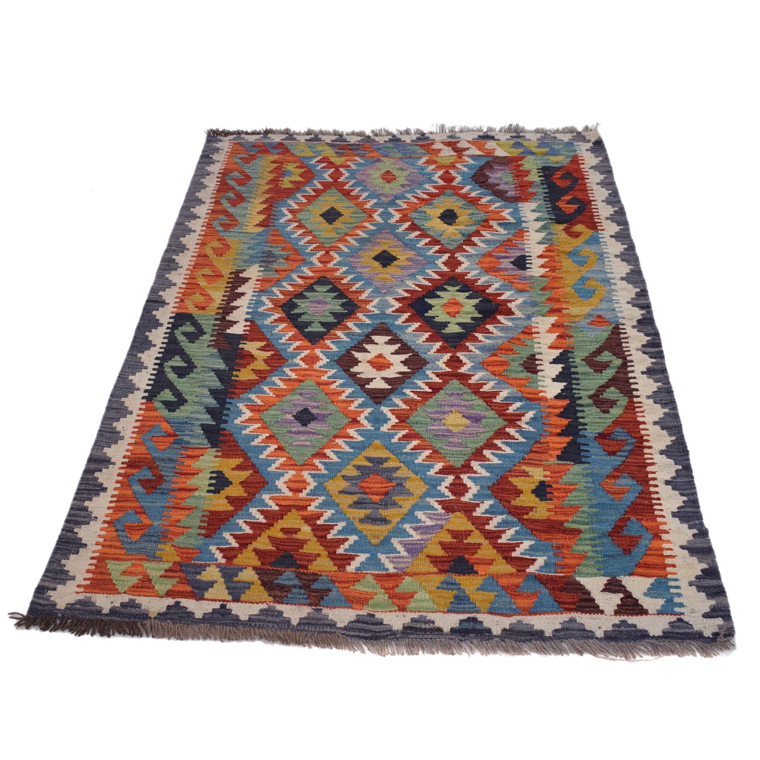 Hand Made Afghan Kilim 3' 6" x 4' 11" ft / 106 x 150 cm - No. G33009
