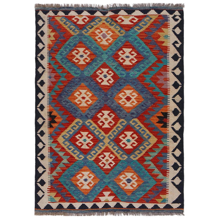 Hand Made Afghan Kilim 3' 5" x 4' 8" ft / 104 x 143 cm - No. G33010