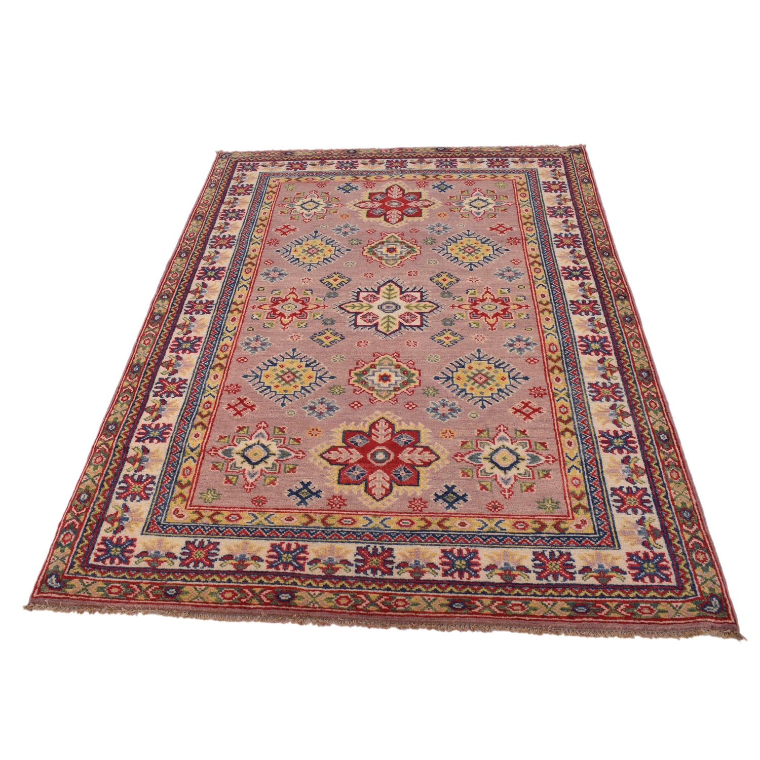 Handmade Kazak Area Rug 4' 0" x 5' 11" ft / 123 x 181 cm - No. G34001