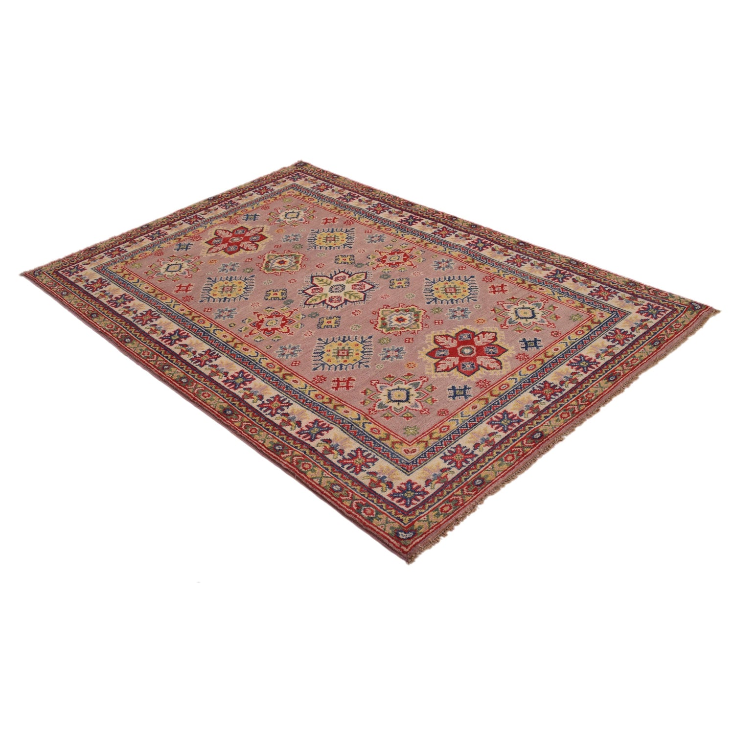 Handmade Kazak Area Rug 4' 0" x 5' 11" ft / 123 x 181 cm - No. G34001