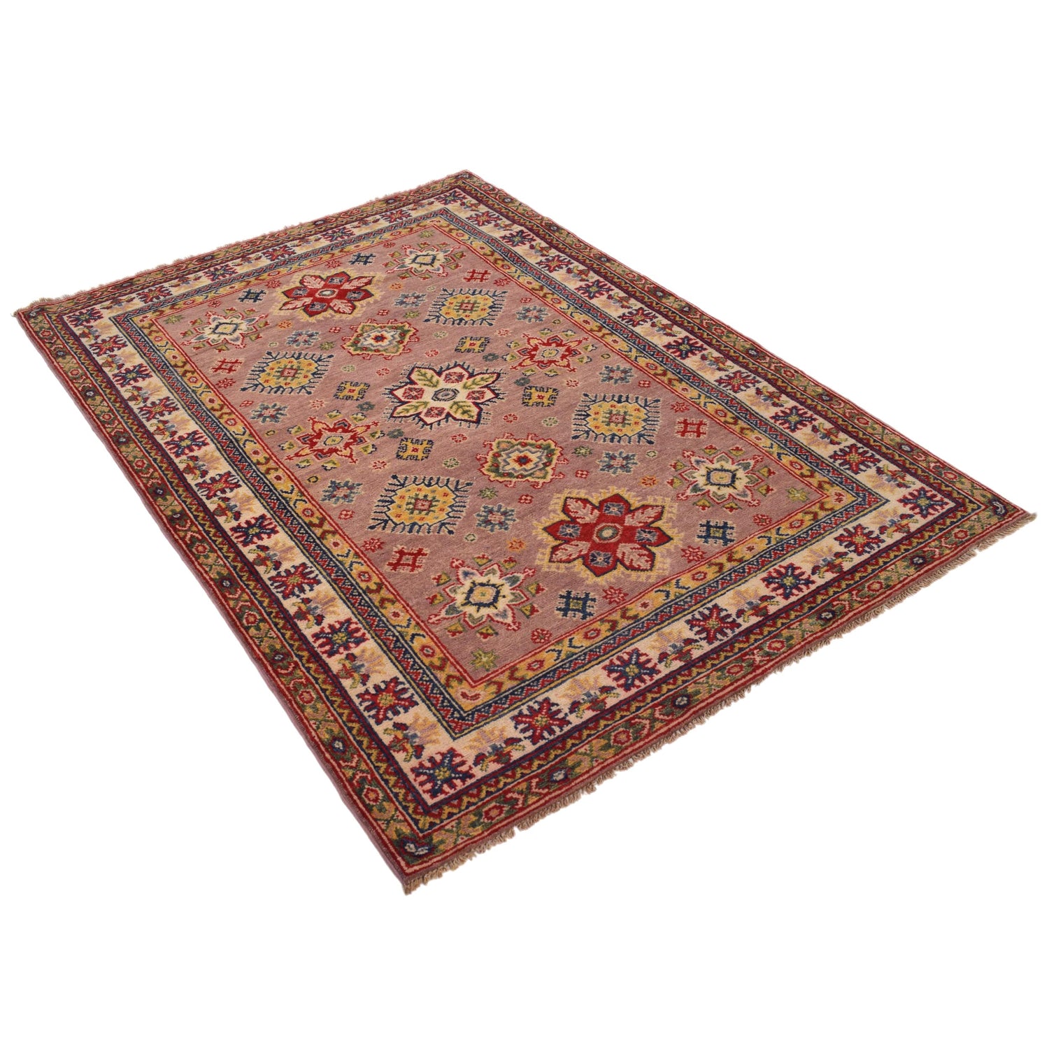 Handmade Kazak Area Rug 4' 0" x 5' 11" ft / 123 x 181 cm - No. G34001