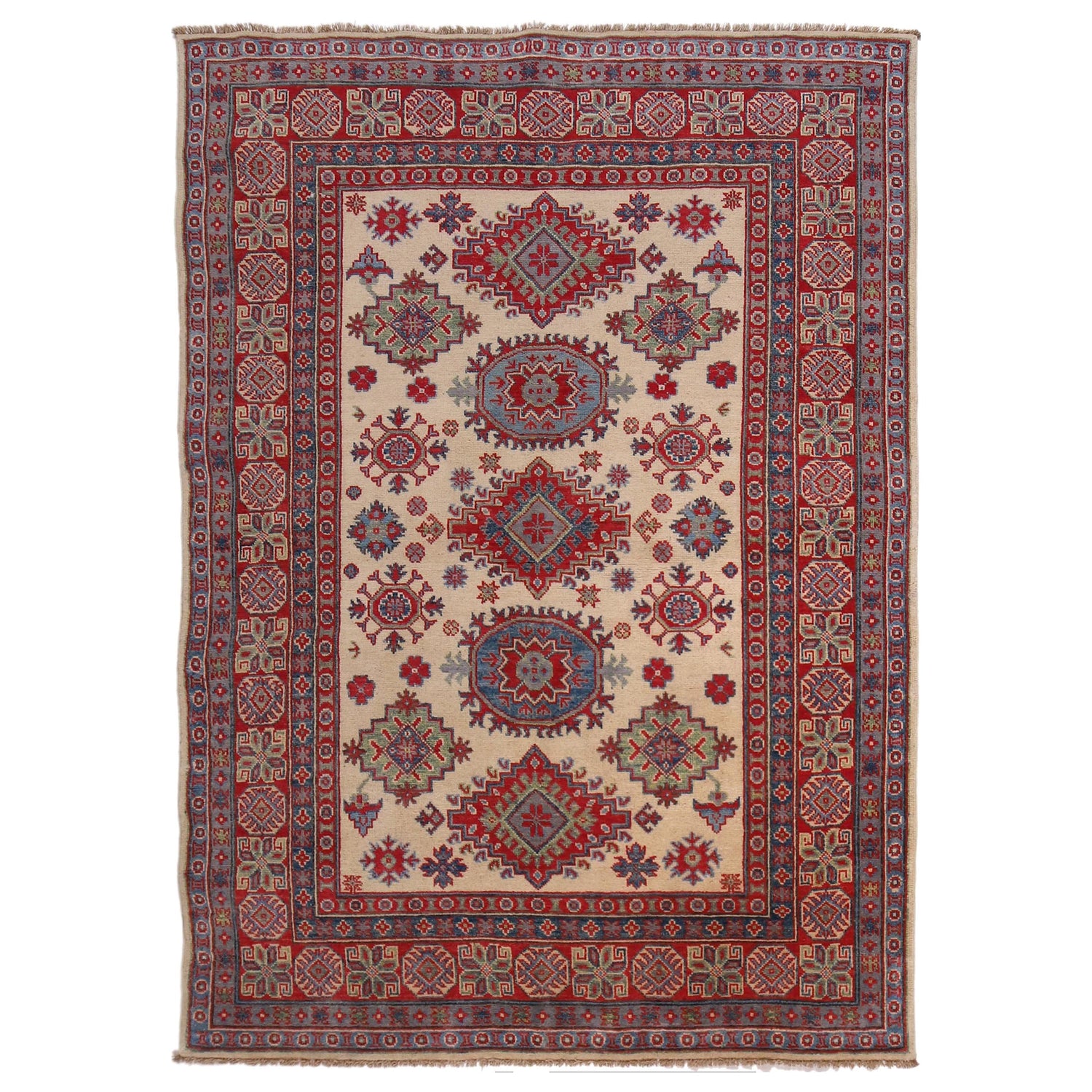 Hand knotted Kazak Carpet 4' 10" x 6' 5" ft / 147 x 195 cm - No. G34004