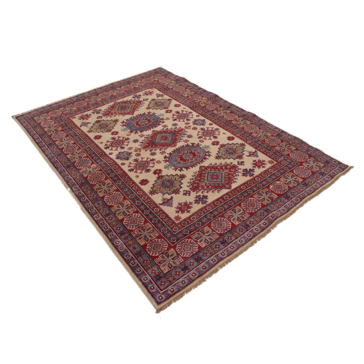 Hand knotted Kazak Carpet 4' 10" x 6' 5" ft / 147 x 195 cm - No. G34004