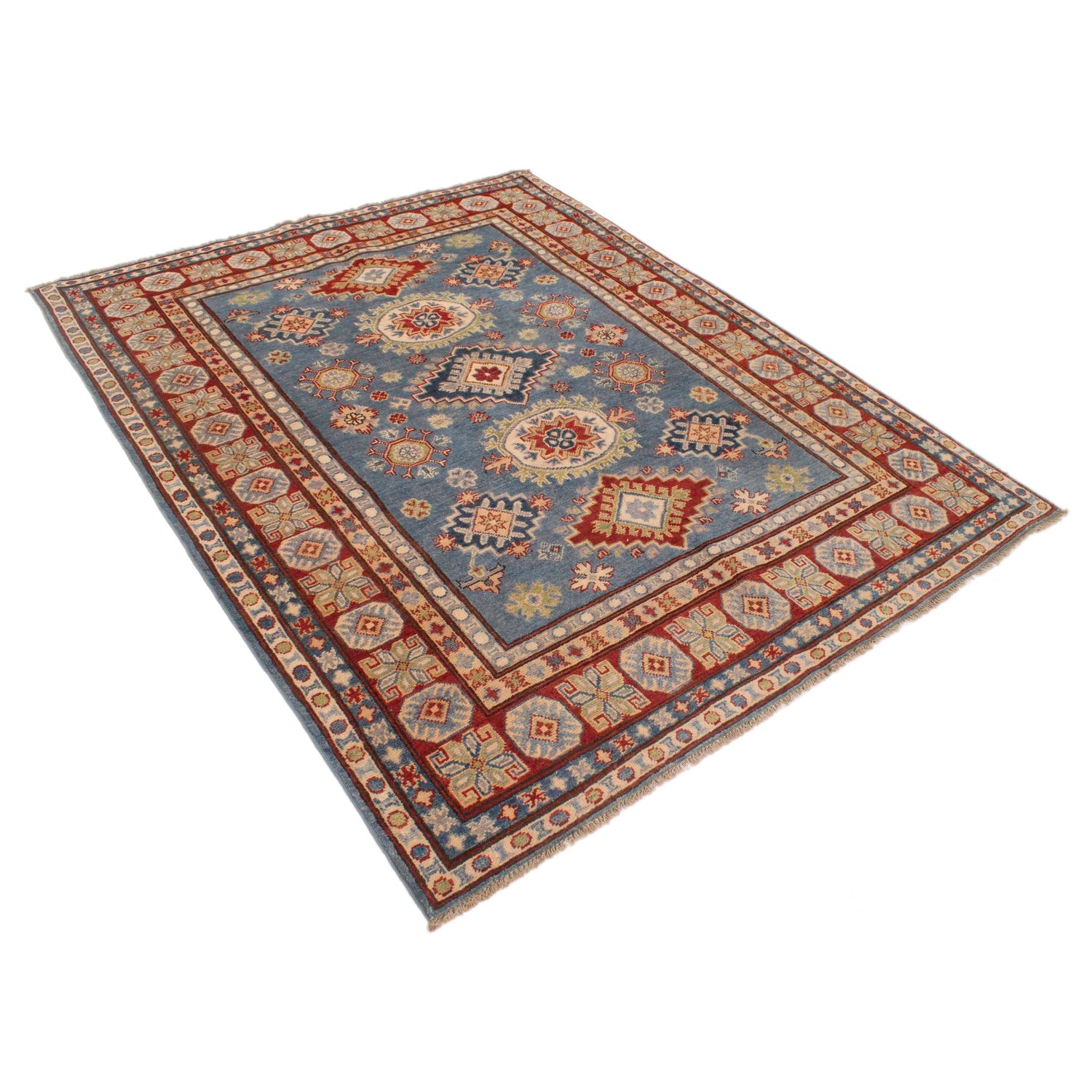 Blue Color Kazak Rug 5' 1" x 6' 7" ft / 156 x 201 cm - No. G34005