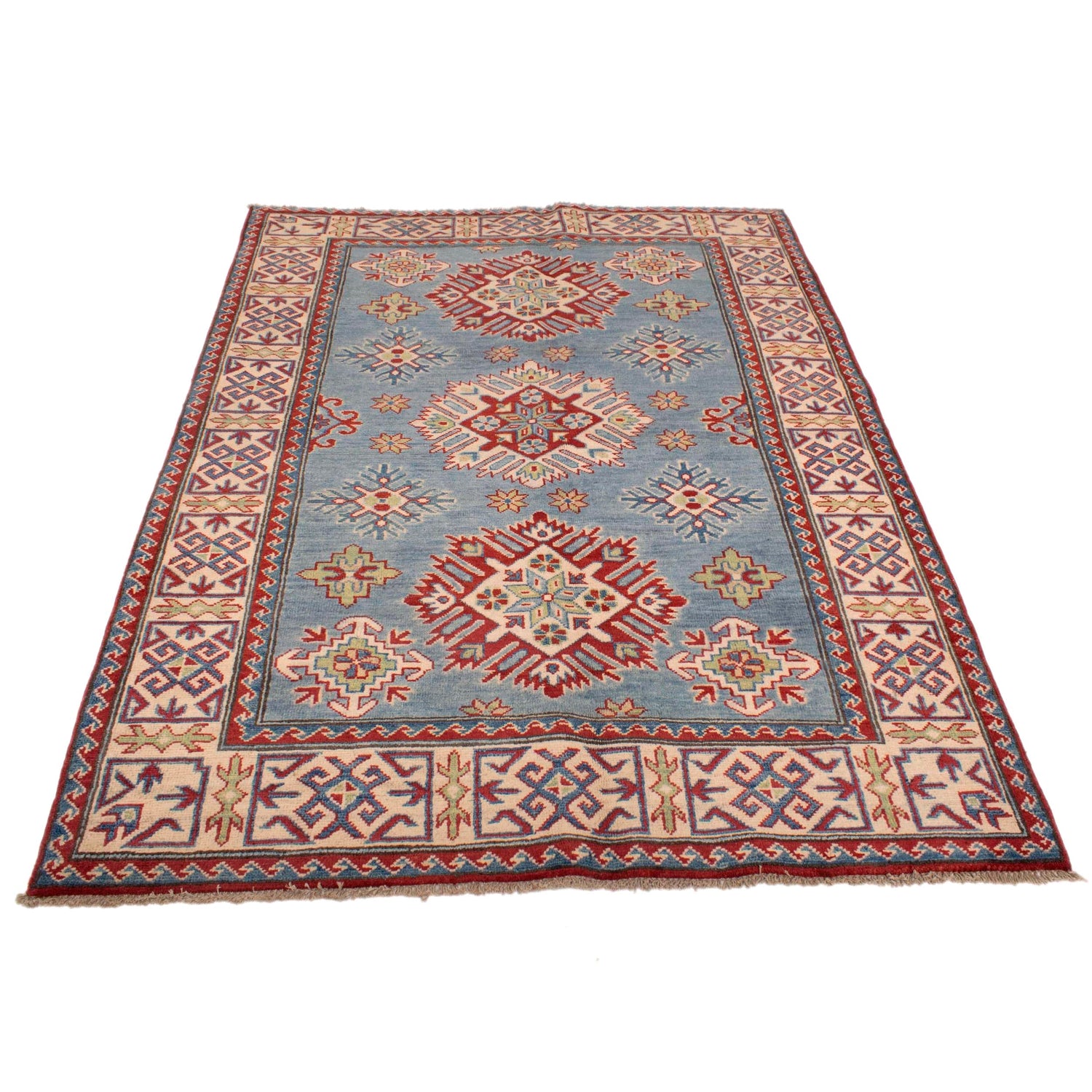 Handmade Kazak Area Rug 4' 6" x 6' 5" ft / 137 x 195 cm - No. G34006