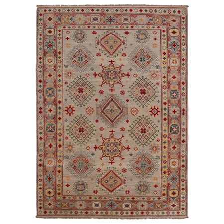 Handmade Kazak Area Rug 4' 1" x 6' 1" ft / 125 x 185 cm - No. G34007